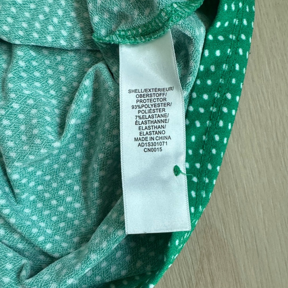 Adrianna Papell Green Polka Dot Ruffle Neck Long Sleeve Blouse Top‎ M - Picture 5 of 9